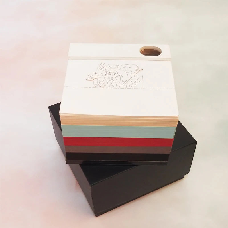 Omoshiroi Block 3D Notepad Mini Diy House Anime 3D Cube 160Sheets 3D Memo Pad Note Block Paper Art 3D Sticky Notes Friends Gift