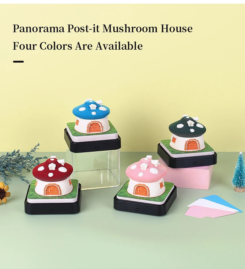 Omoshiroi Block 3D Art Calendar 2024 3D Artistic Notepad Mushroom House Led Memo Pad 3D Note Paper Accessories Christmas Gift