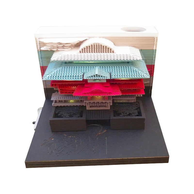 Omoshiroi Block 3D Notepad Mini Diy House Anime 3D Cube 160Sheets 3D Memo Pad Note Block Paper Art 3D Sticky Notes Friends Gift