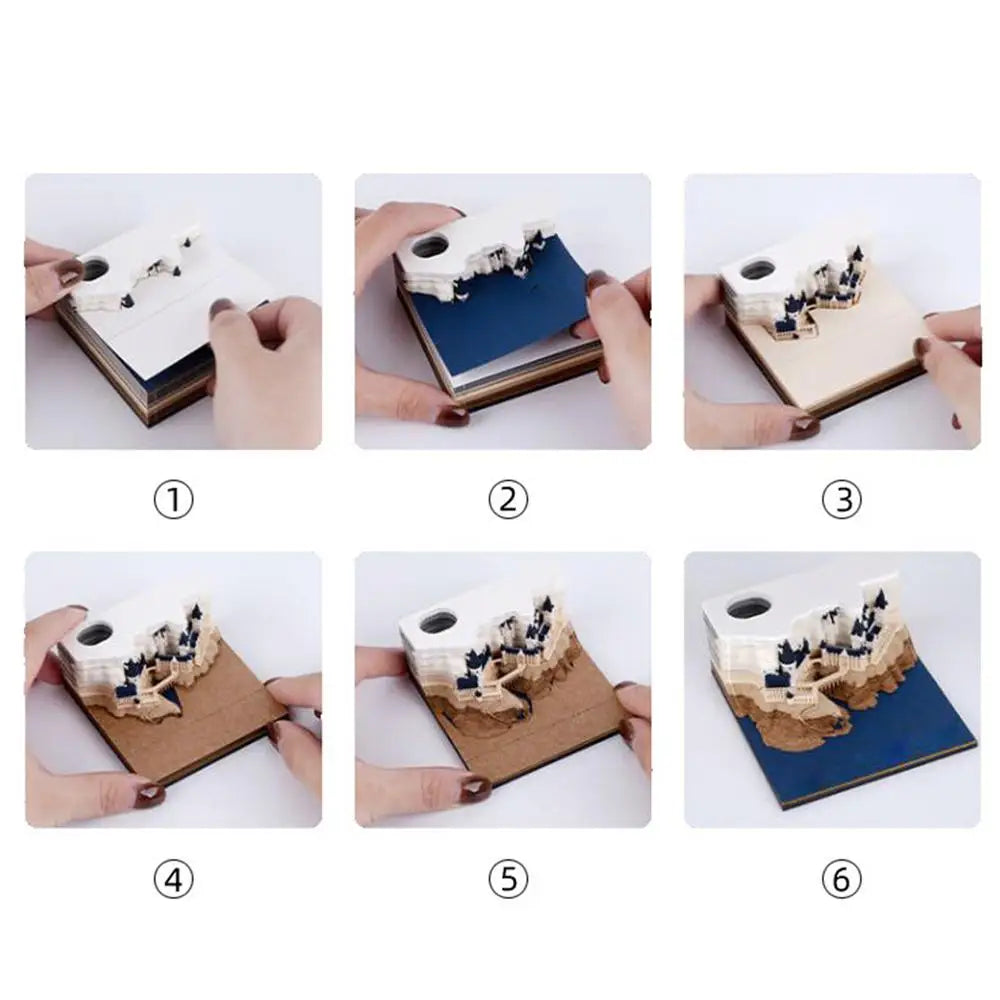 Omoshirois Magic Castle 3D Notepad 2024 Calendar Memo Pad Block Notes Hary Design Note Paper Stationery Accessories Novelty Gift