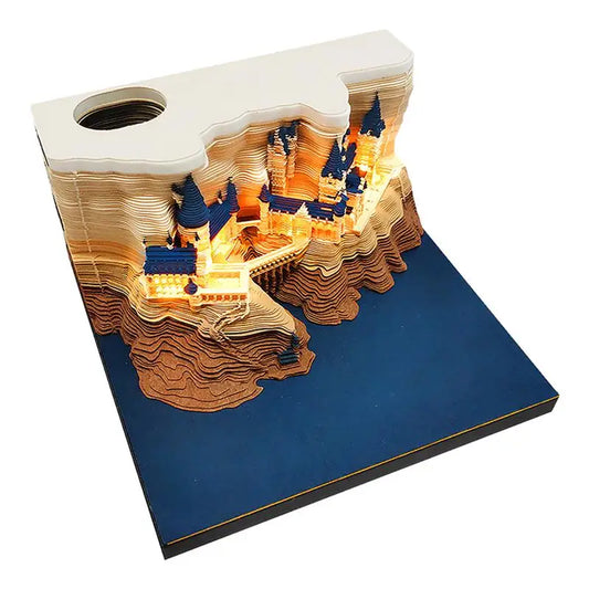Omoshirois Magic Castle 3D Notepad 2024 Calendar Memo Pad Block Notes Hary Design Note Paper Stationery Accessories Novelty Gift