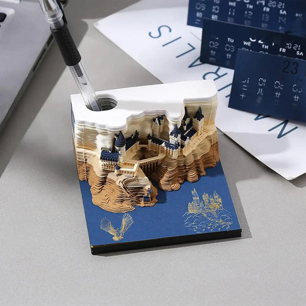 Omoshirois Magic Castle 3D Notepad 2024 Calendar Memo Pad Block Notes Hary Design Note Paper Stationery Accessories Novelty Gift