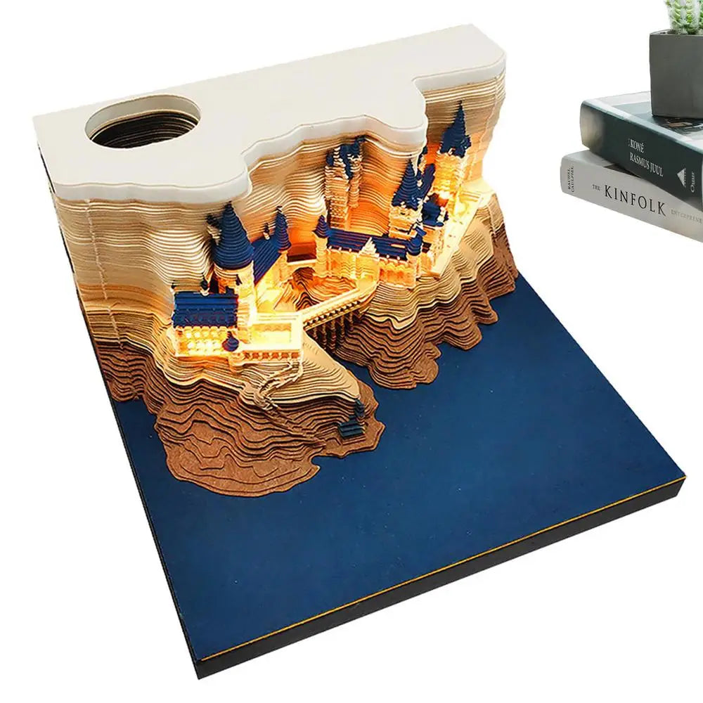 Omoshirois Magic Castle 3D Notepad 2024 Calendar Memo Pad Block Notes Hary Design Note Paper Stationery Accessories Novelty Gift