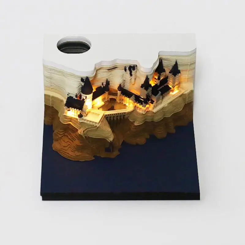 Omoshirois Magic Castle 3D Notepad 2024 Calendar Memo Pad Block Notes Hary Design Note Paper Stationery Accessories Novelty Gift