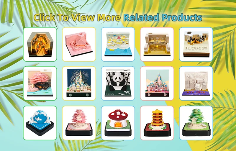 Omoshiroi Block 3D Notepad Cubes 190 Sheets Cute Tree House Mini Memo Pad Calendar Diy Scrapbooking New Year 2023 Novelty Gifts