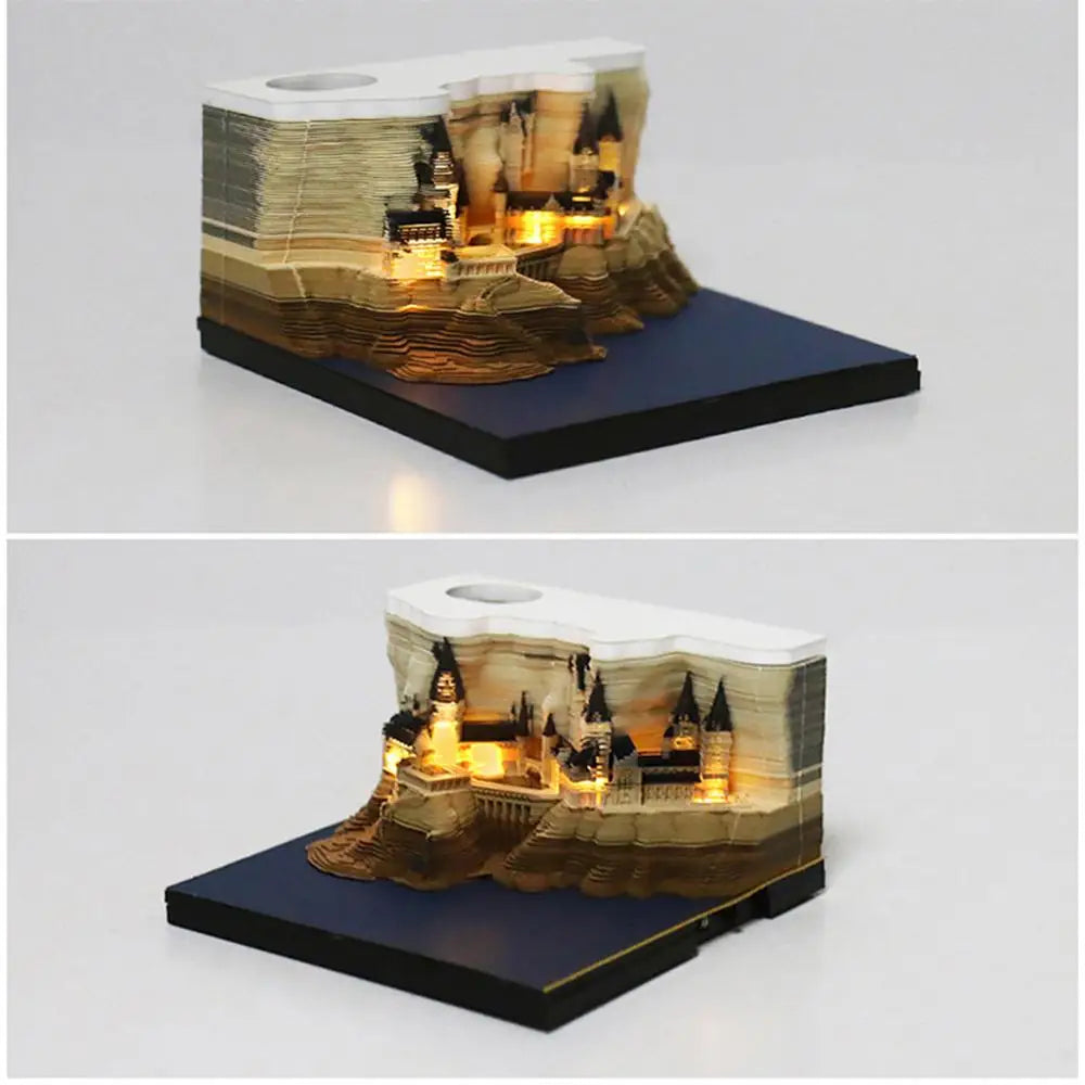 Omoshirois Magic Castle 3D Notepad 2024 Calendar Memo Pad Block Notes Hary Design Note Paper Stationery Accessories Novelty Gift