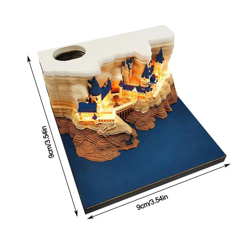 Omoshirois Magic Castle 3D Notepad 2024 Calendar Memo Pad Block Notes Hary Design Note Paper Stationery Accessories Novelty Gift
